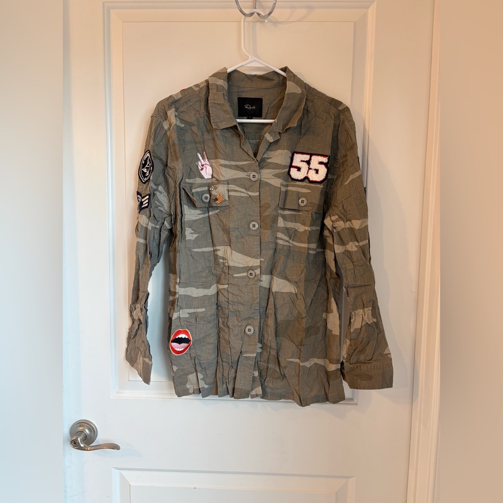 Rails Olive Camouflage Military Inspired Button Down Shirt